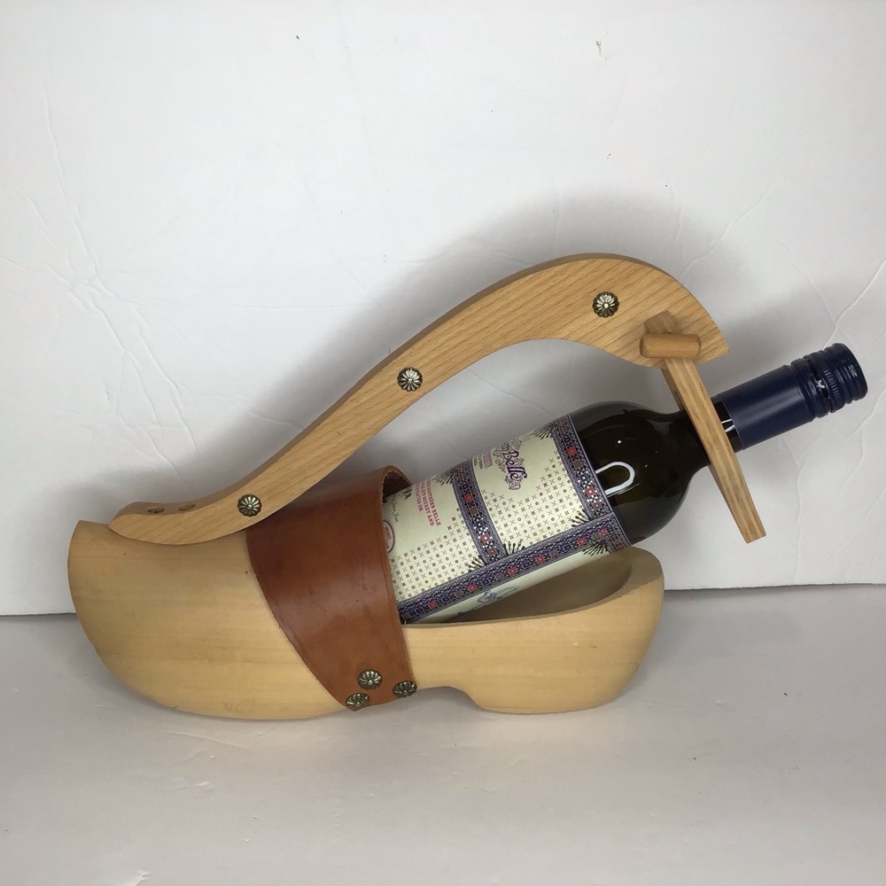 Dutch Wooden Shoe Wine Bottle Holder/Decanter